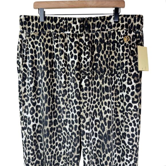 MICHAEL Michael Kors NWT Soft Velour Leopard Cheetah Animal Print Wide Leg Pants - Picture 4 of 11